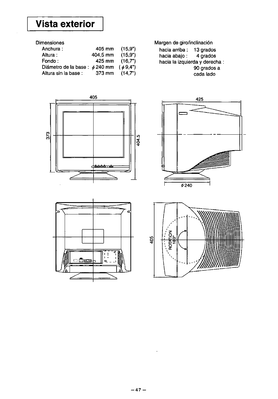 Vista exterior | Panasonic PANASYNC TX-D7F21 User Manual | Page 51 / 64
