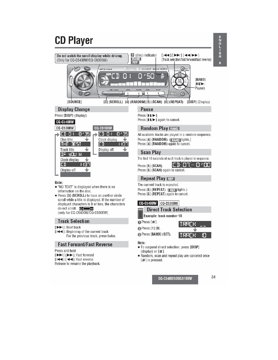 Panasonic CQ-C5100W User Manual | Page 18 / 48