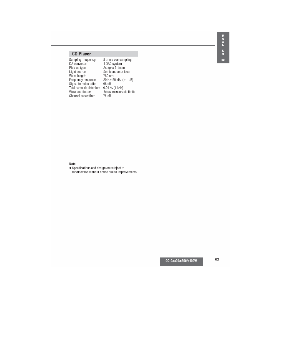 Panasonic CQ-C5100W User Manual | Page 48 / 48