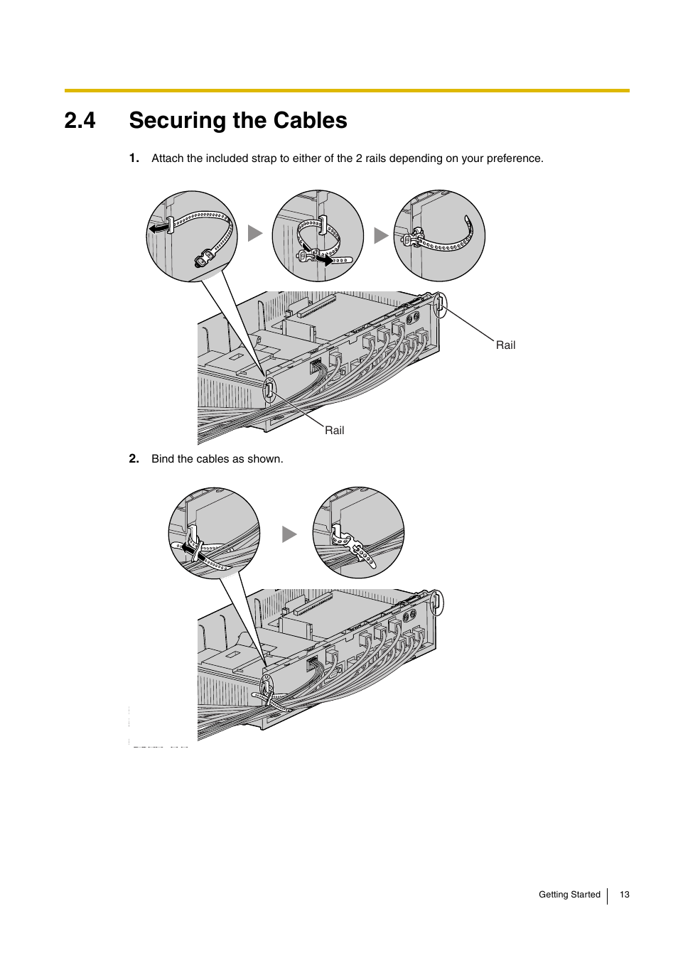 4 securing the cables | Panasonic ADVANCED HYBRID KX-TEB308 User Manual | Page 13 / 36
