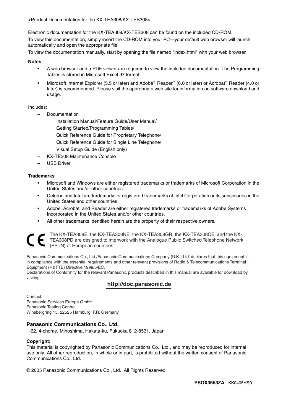 Panasonic ADVANCED HYBRID KX-TEB308 User Manual | Page 36 / 36