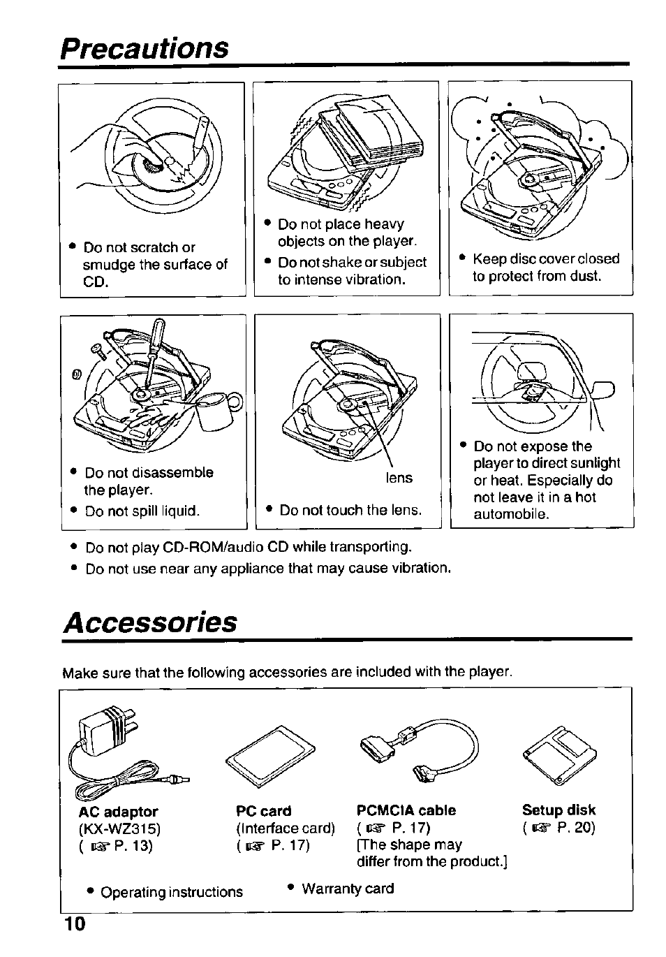 Precautions, Accessories | Panasonic KXL-D740 User Manual | Page 10 / 40