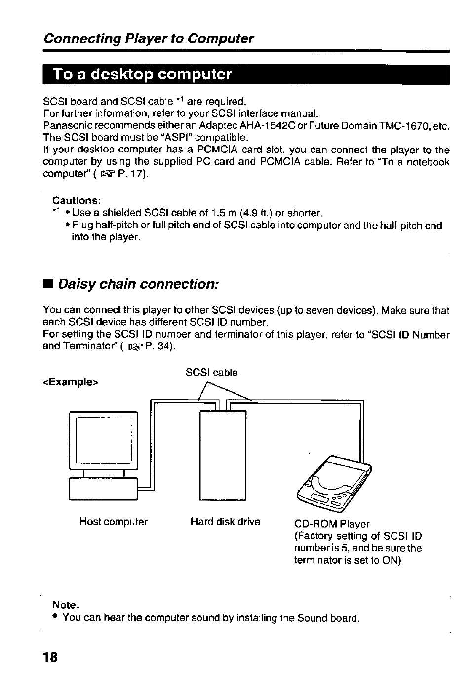 To a desktop computer, Cautions, Note | Panasonic KXL-D740 User Manual | Page 18 / 40