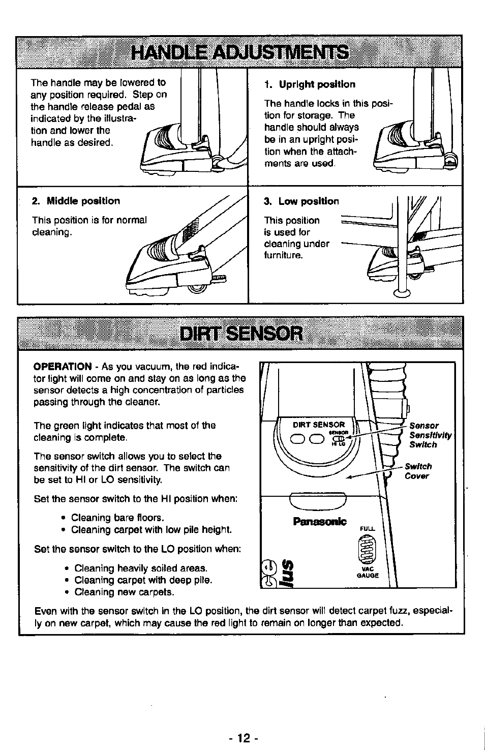 Middle position | Panasonic QUICKDRAW MC-V7377 User Manual | Page 12 / 48