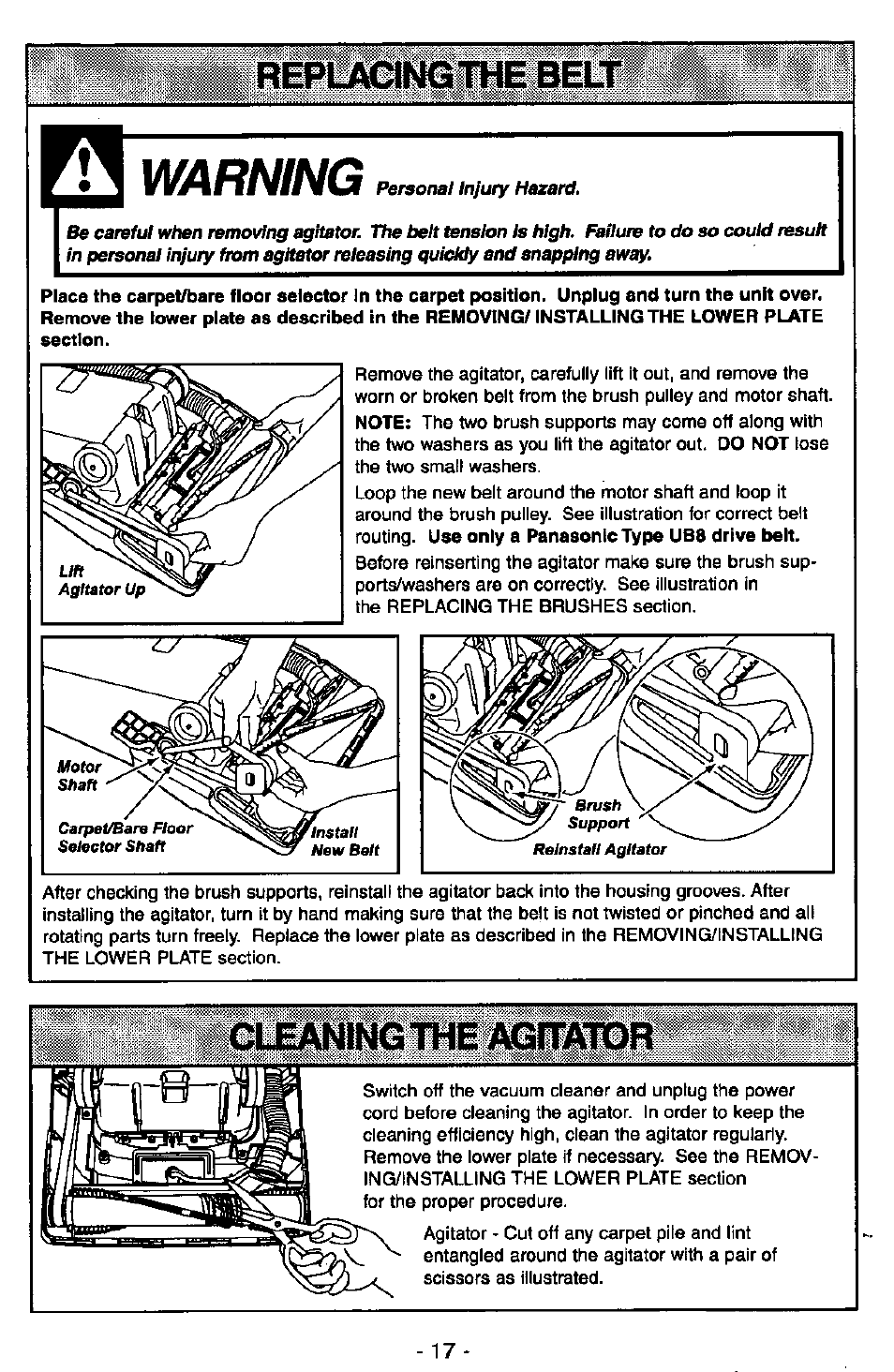 Warning | Panasonic QUICKDRAW MC-V7377 User Manual | Page 17 / 48
