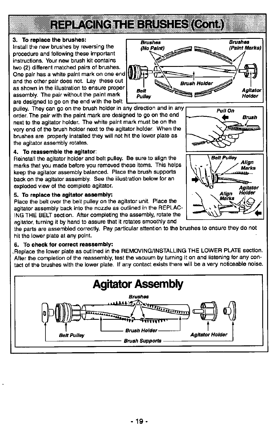 Agitator assembly | Panasonic QUICKDRAW MC-V7377 User Manual | Page 19 / 48
