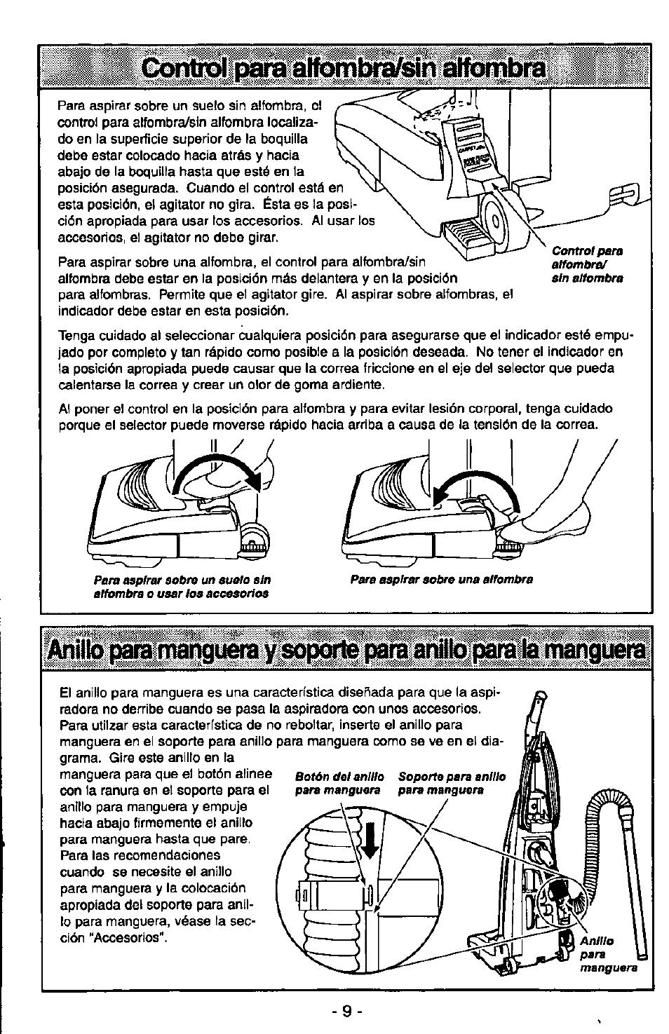 Сдишо! ршв dtfotndibrsìiì шю1т10ш, Manguera | Panasonic QUICKDRAW MC-V7377 User Manual | Page 33 / 48