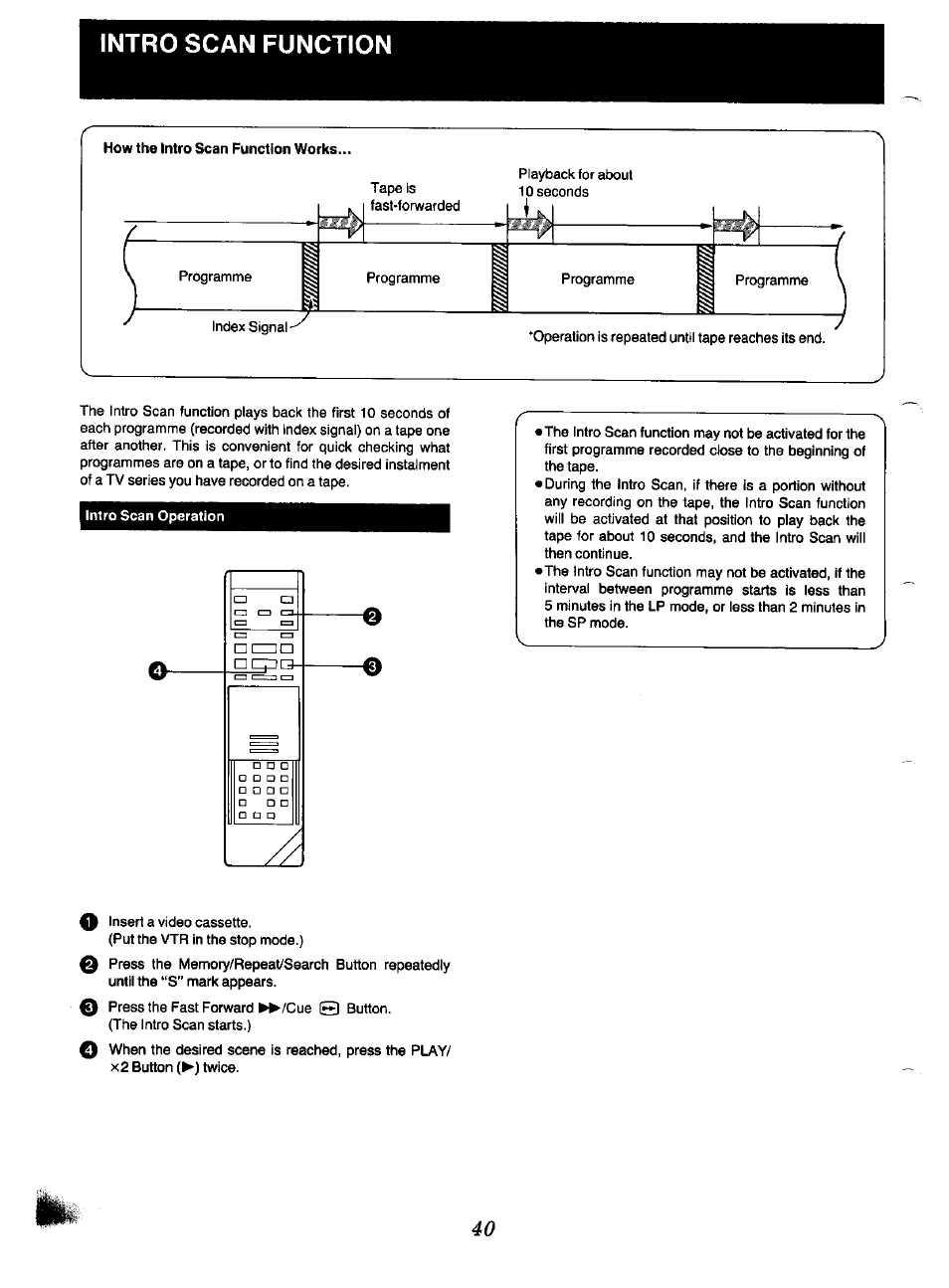Intro scan function | Panasonic NV-F70EA User Manual | Page 40 / 51