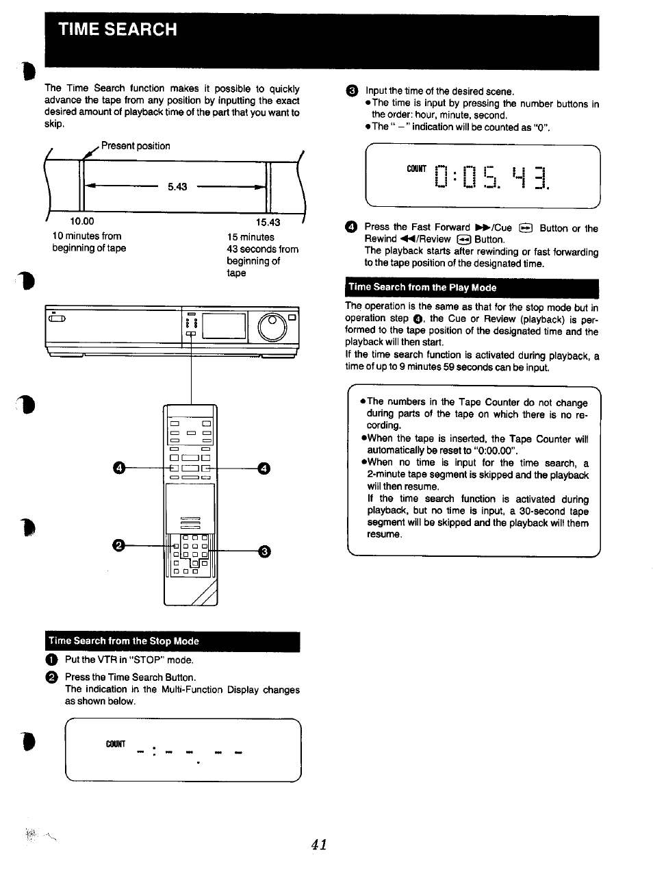 Time search | Panasonic NV-F70EA User Manual | Page 41 / 51