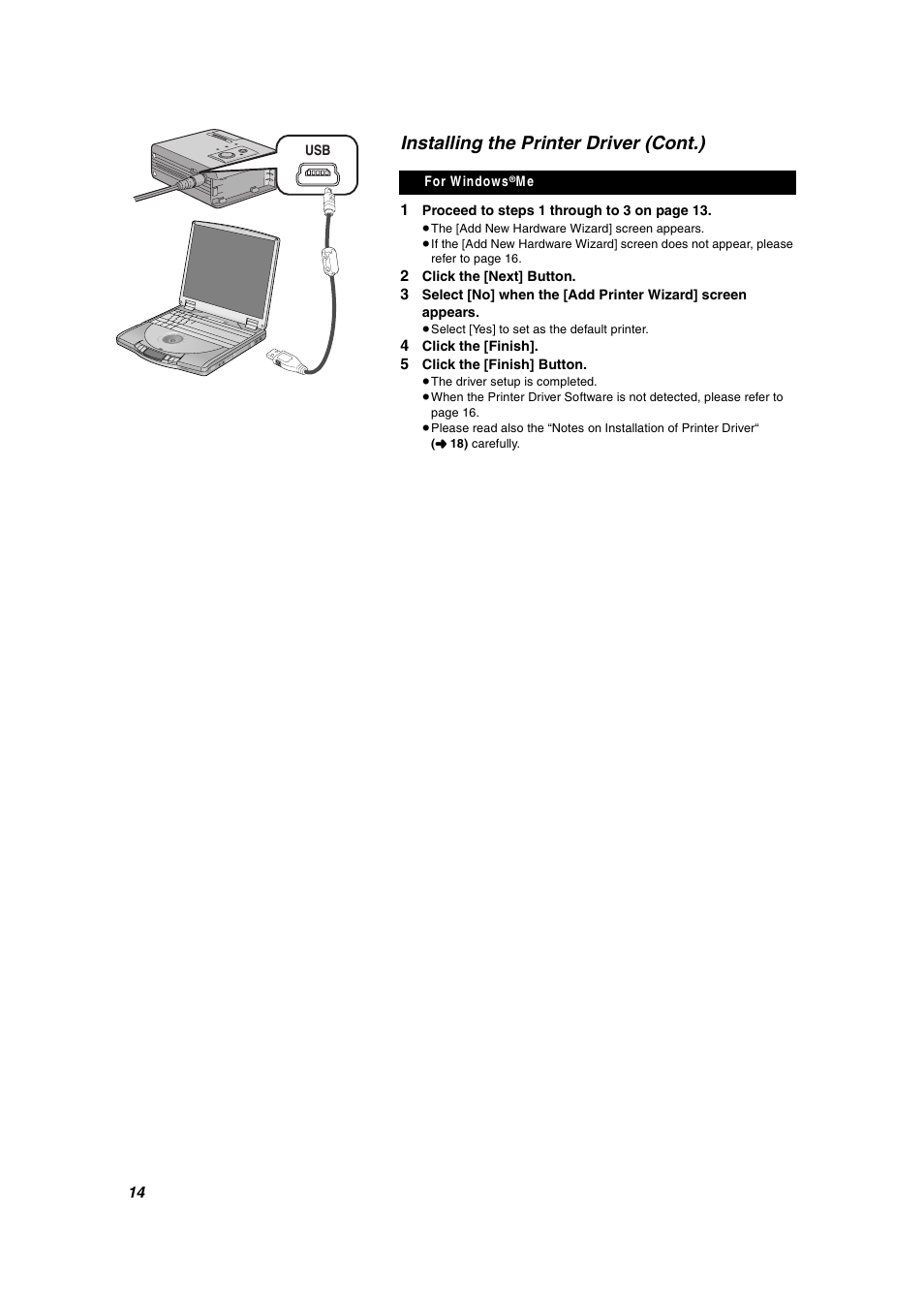 Installing the printer driver (cont.) | Panasonic SV-P10U User Manual | Page 14 / 28