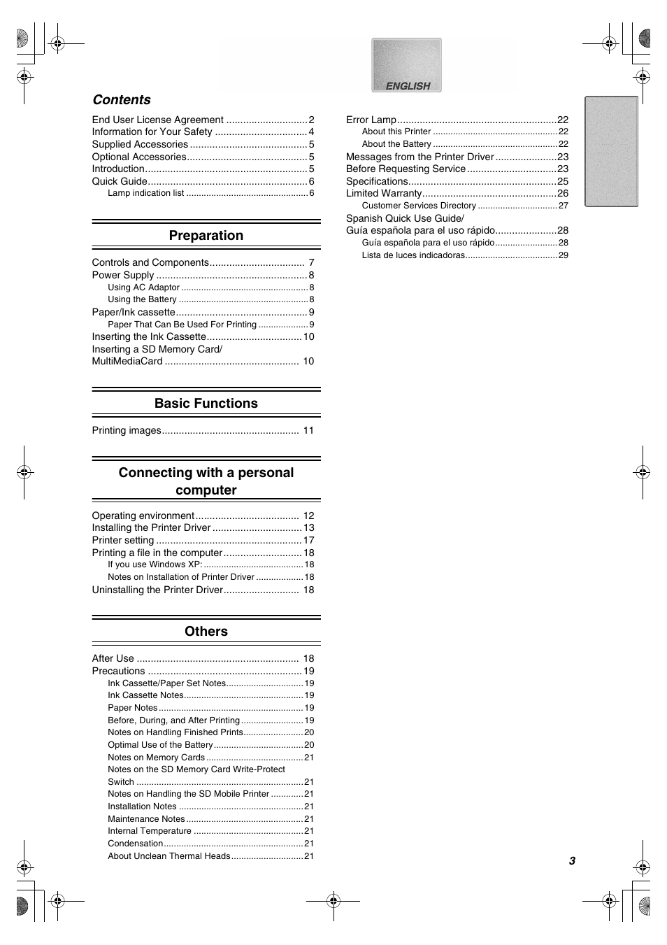 Panasonic SV-P10U User Manual | Page 3 / 28