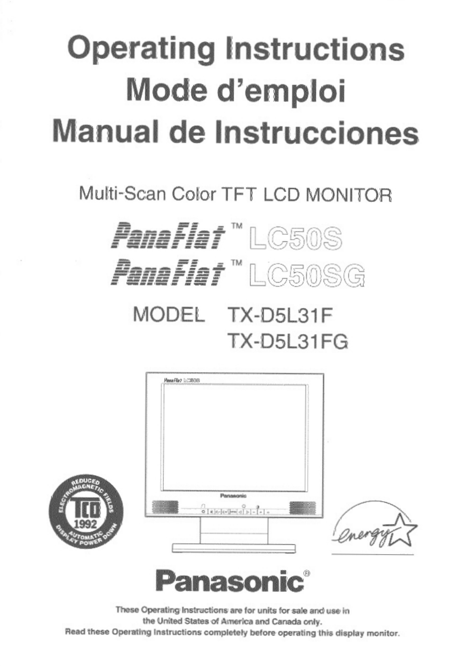 Panasonic PANAFLAT TX-D5L31F User Manual | 67 pages