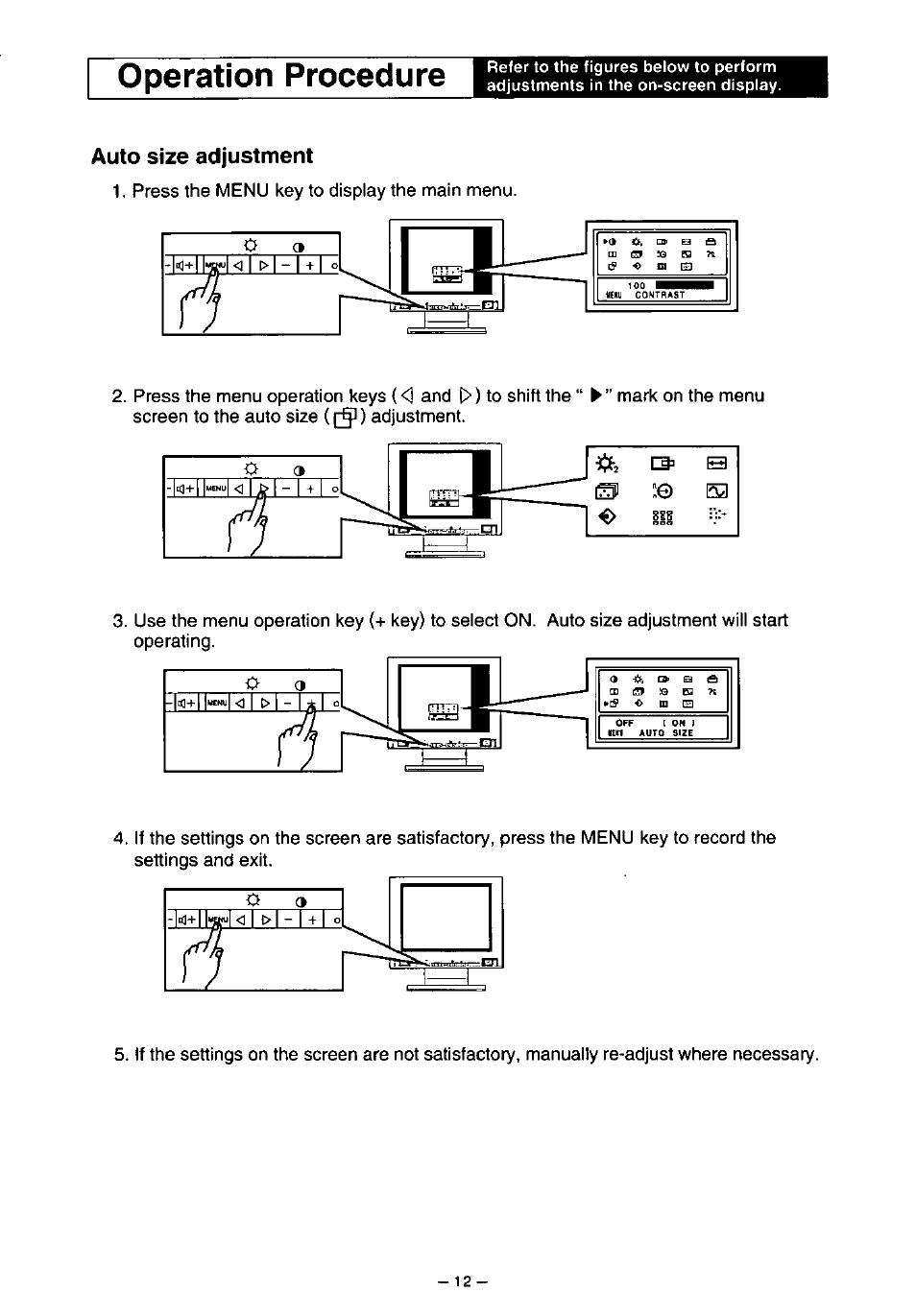 Auto size adjustment, Operation procedure | Panasonic PANAFLAT TX-D5L31F User Manual | Page 13 / 67