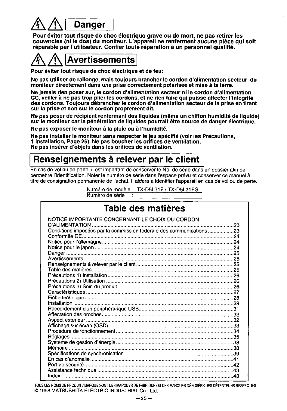 Panasonic PANAFLAT TX-D5L31F User Manual | Page 26 / 67