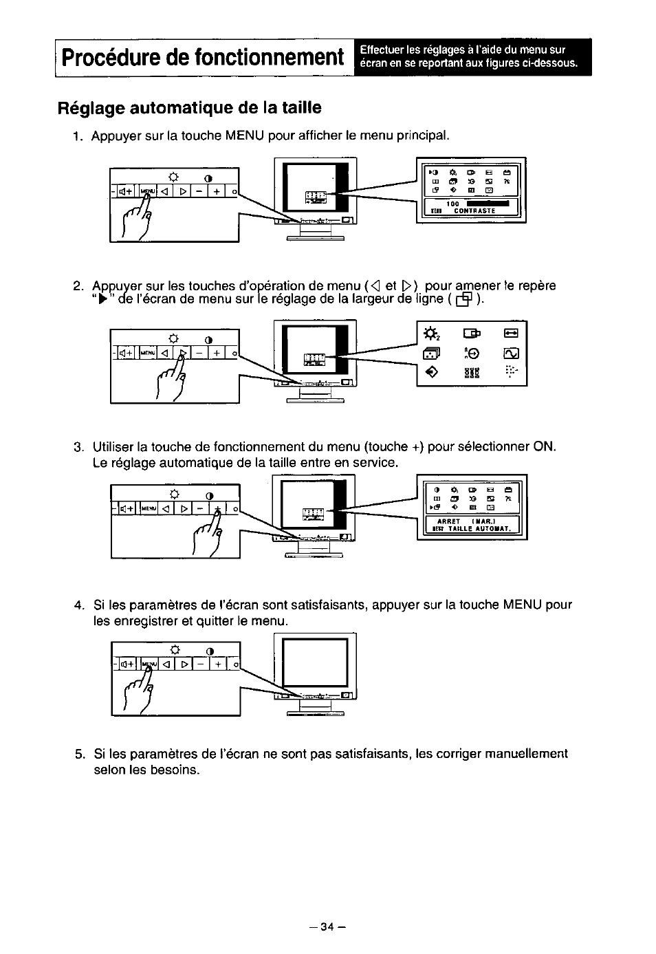 Réglage automatique de la taille, Procédure de fonctionnement | Panasonic PANAFLAT TX-D5L31F User Manual | Page 35 / 67