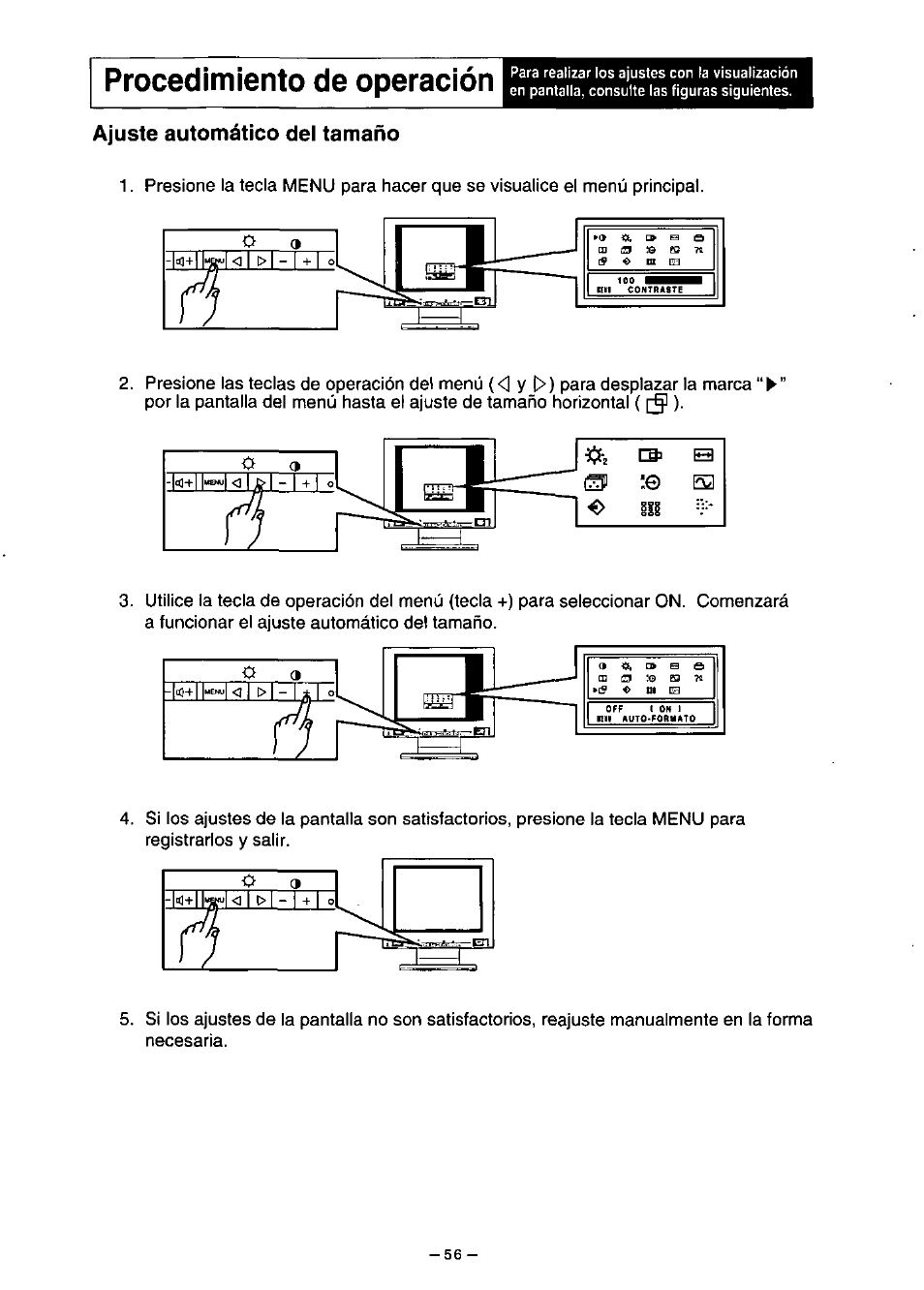 Ajuste automático del tamaño, Procedimiento de operación | Panasonic PANAFLAT TX-D5L31F User Manual | Page 57 / 67