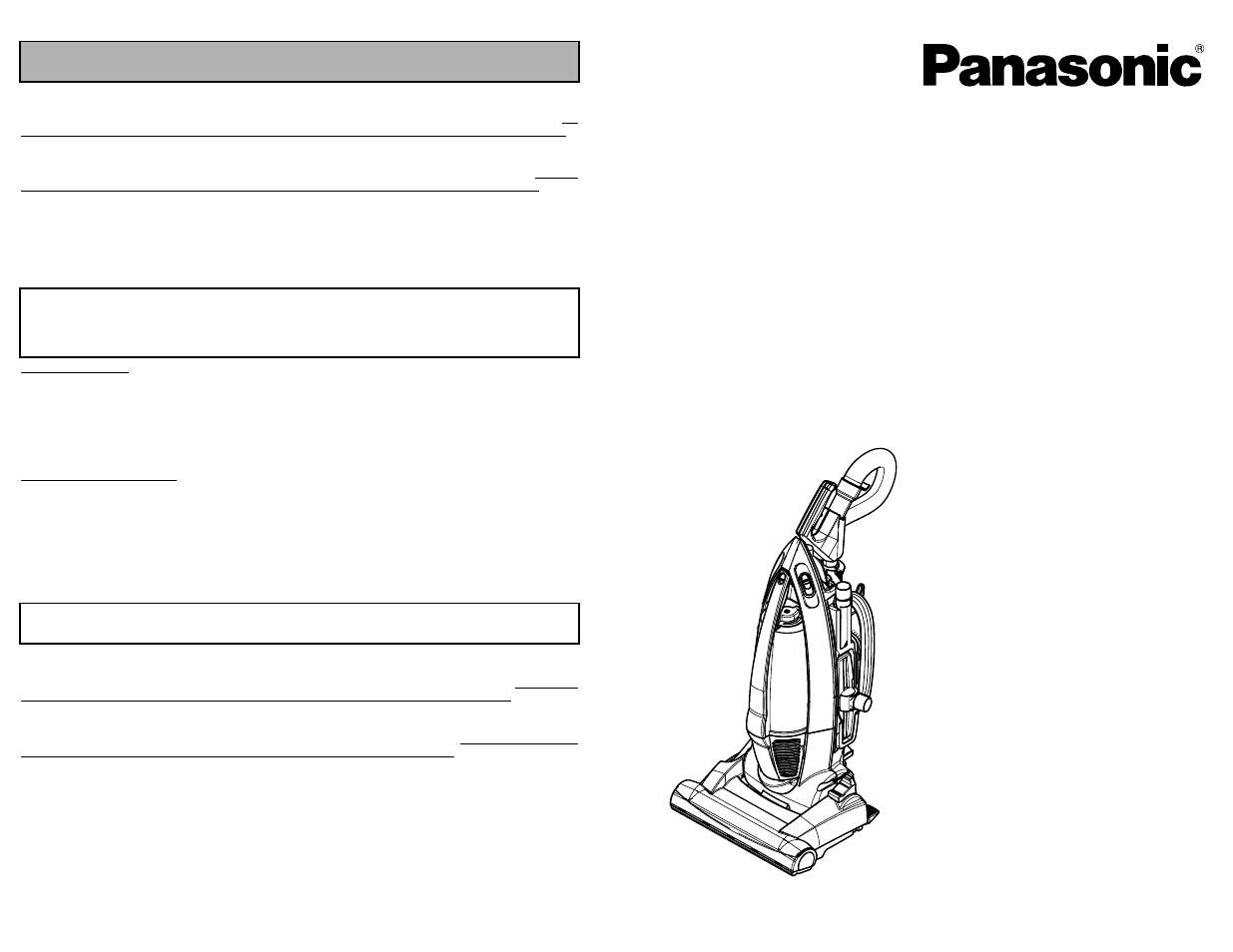 What to do when service is needed, Service apres-vente, Cuando necesita servicio | Mc-v7710, Aspiradora, Vacuum cleaner aspirateur | Panasonic MC-V7710 User Manual | Page 60 / 60