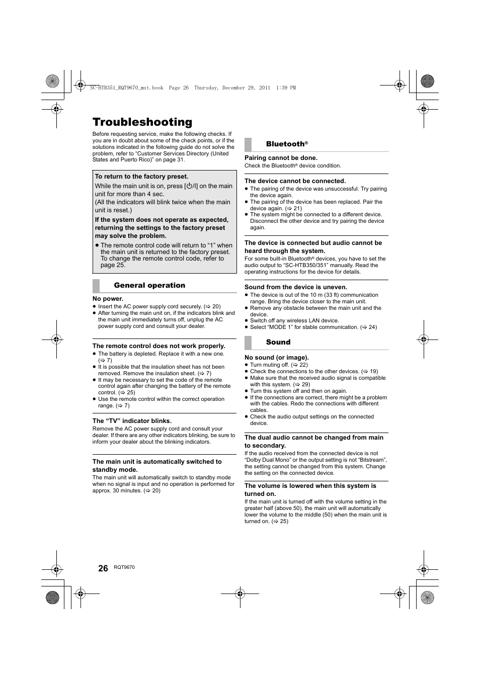 Troubleshooting | Panasonic SC-HTB351 User Manual | Page 26 / 32