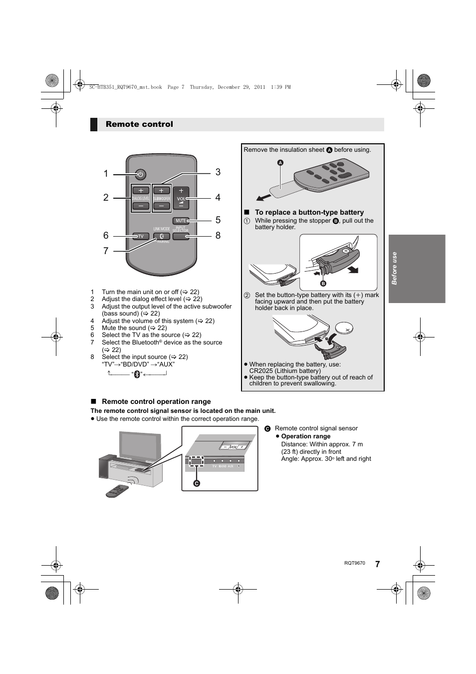 Panasonic SC-HTB351 User Manual | Page 7 / 32