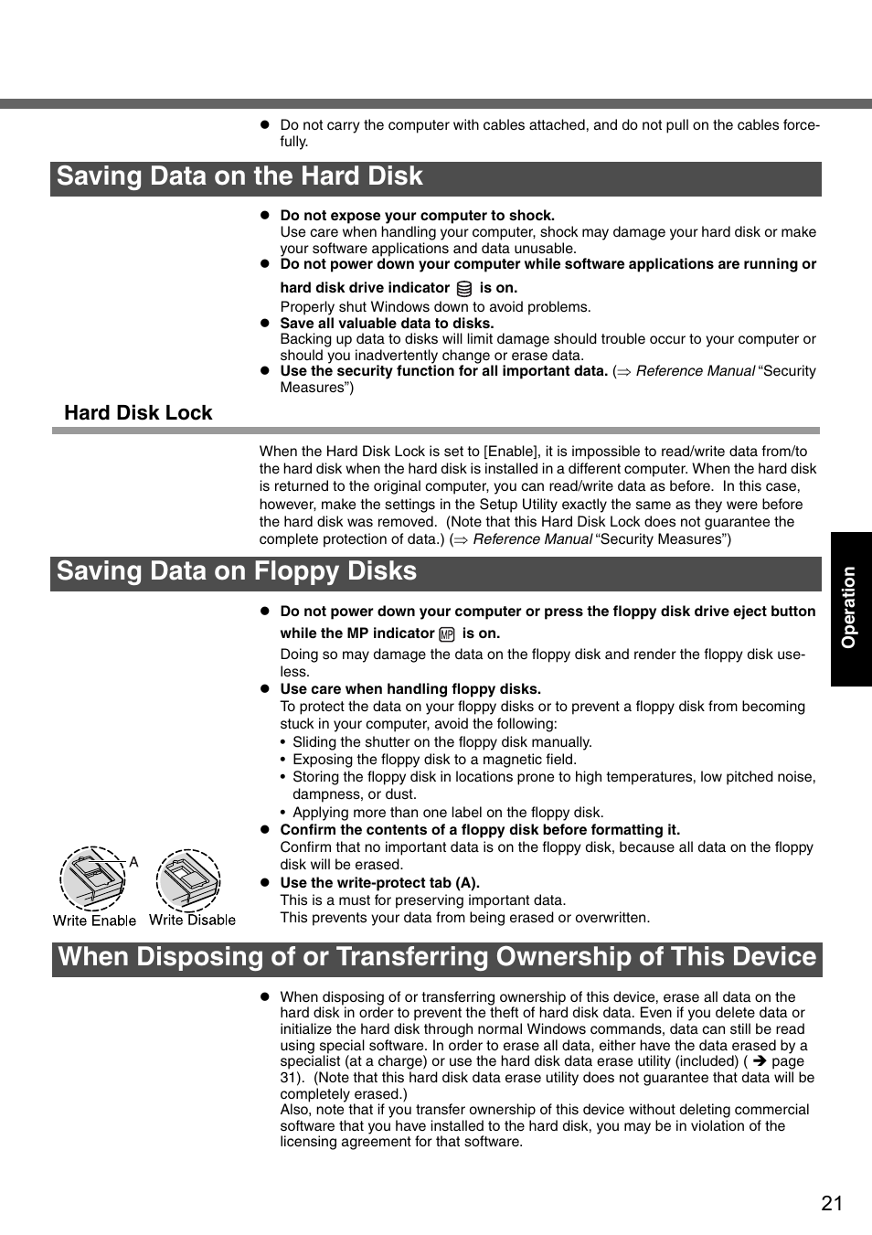 Hard disk lock | Panasonic CF-51 User Manual | Page 21 / 36