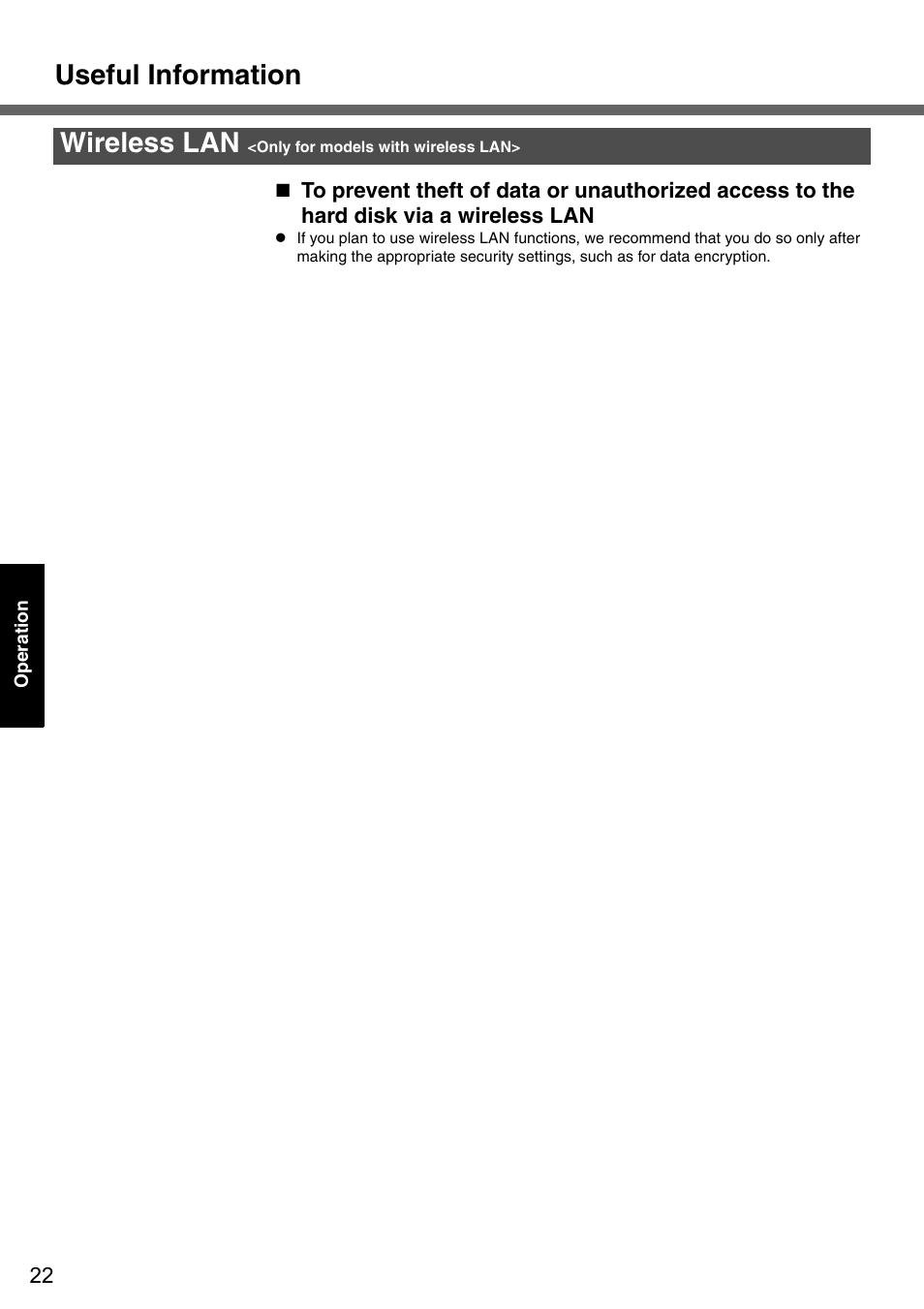 Useful information, Wireless lan | Panasonic CF-51 User Manual | Page 22 / 36