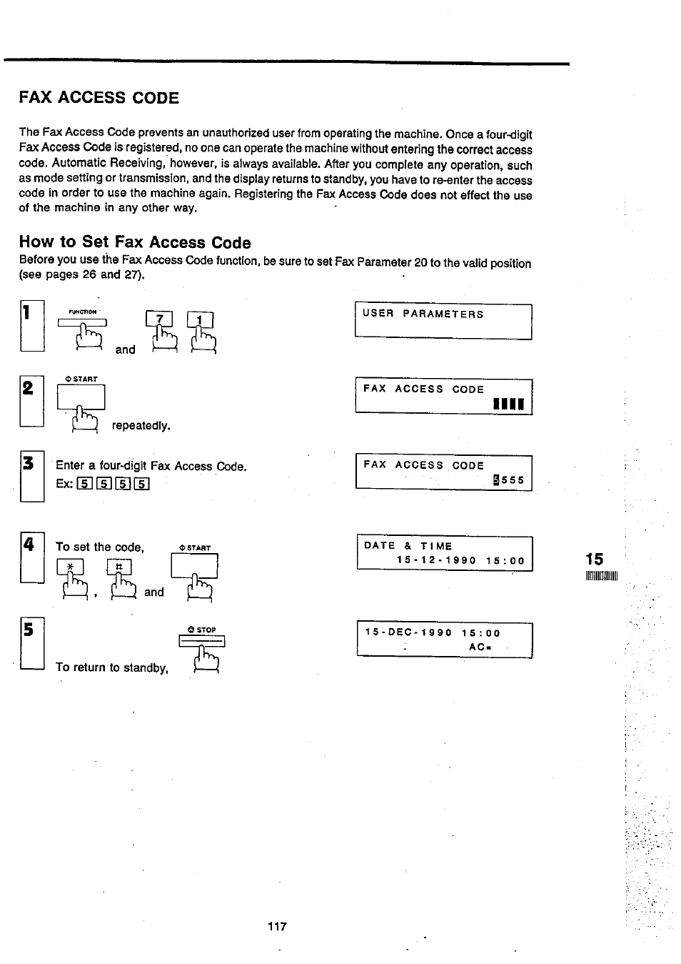 Fax access code, How to set fax access code | Panasonic Panafax UF-270 User Manual | Page 118 / 123