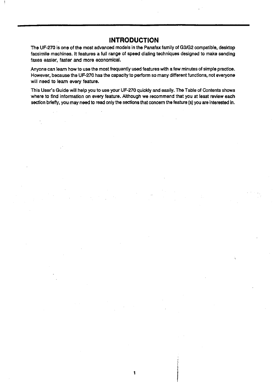 Introduction | Panasonic Panafax UF-270 User Manual | Page 3 / 123