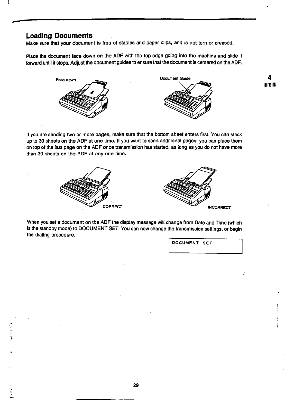 Loading documents | Panasonic Panafax UF-270 User Manual | Page 31 / 123