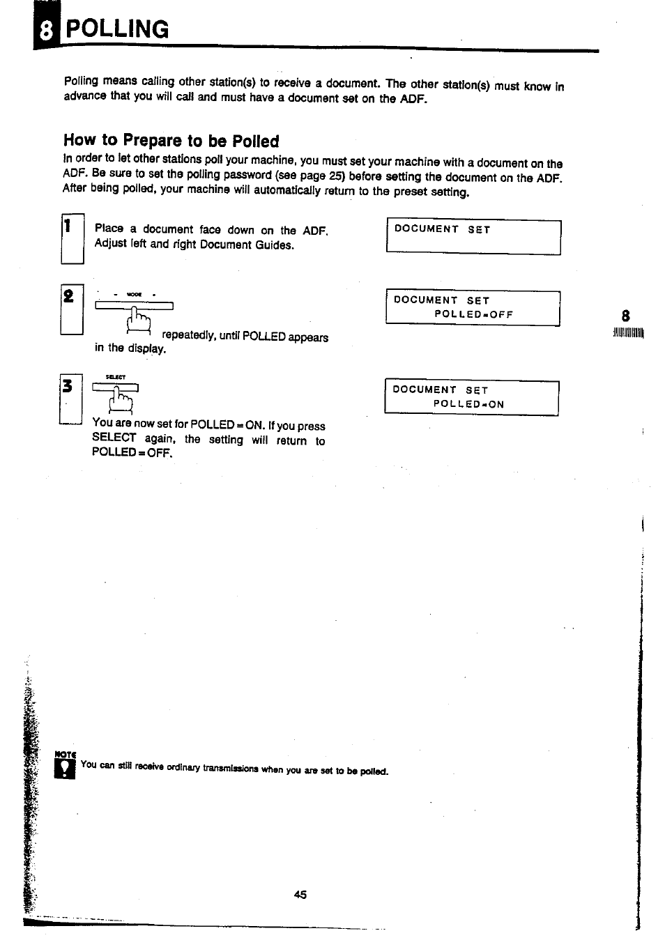 Polling, How to prepare to be polled | Panasonic Panafax UF-270 User Manual | Page 47 / 123