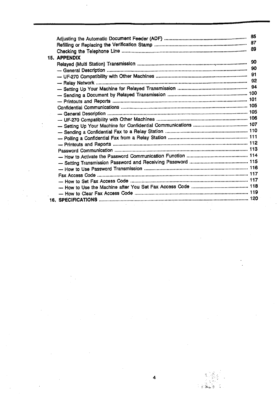 Panasonic Panafax UF-270 User Manual | Page 6 / 123