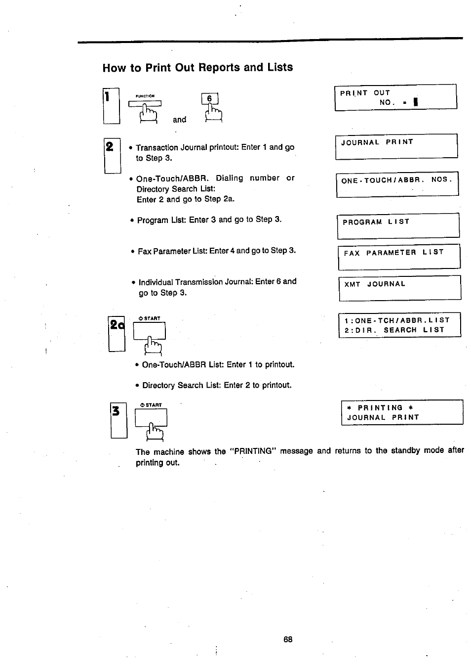 How to print out reports and lists | Panasonic Panafax UF-270 User Manual | Page 69 / 123