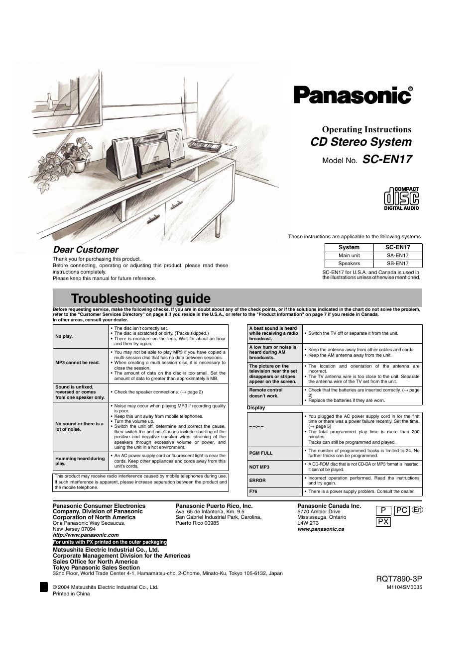 Panasonic SC-EN17 User Manual | 8 pages