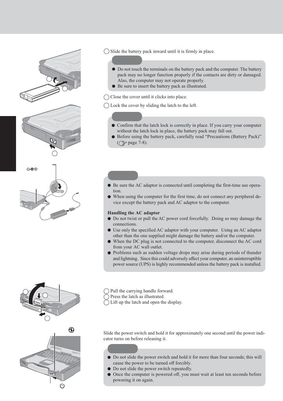 First-time operation | Panasonic CF-29 User Manual | Page 12 / 44
