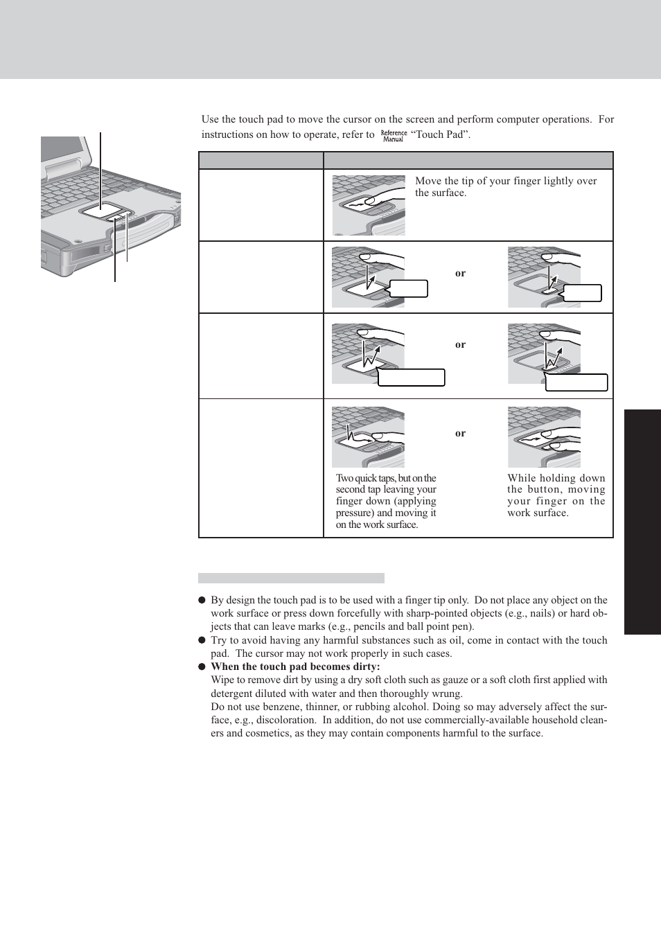 Touch pad, Basic operation) | Panasonic CF-29 User Manual | Page 19 / 44