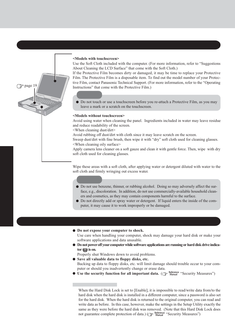 Useful information, Maintenance, Saving data on the hard disk | Hard disk lock | Panasonic CF-29 User Manual | Page 22 / 44