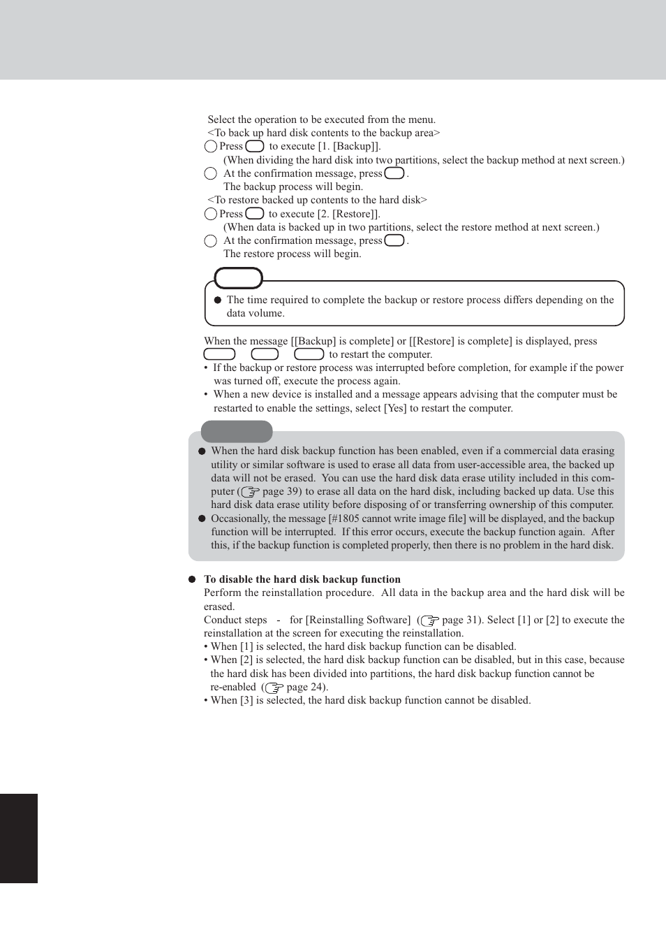 Hard disk backup function | Panasonic CF-29 User Manual | Page 38 / 44