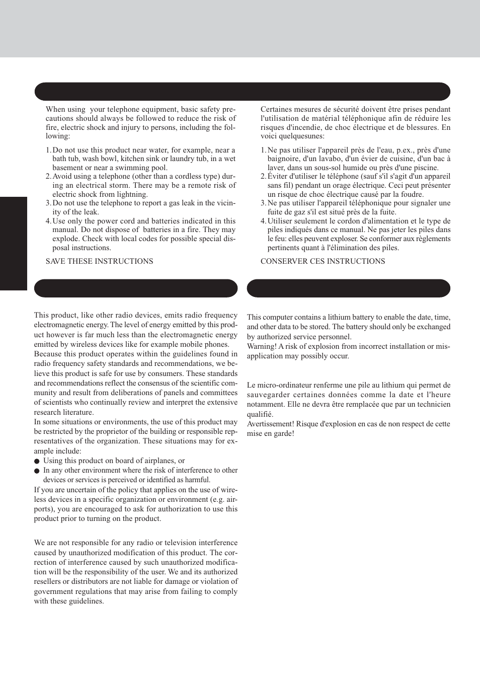 Read me first, Information to the user, Lithium battery | Panasonic CF-29 User Manual | Page 6 / 44