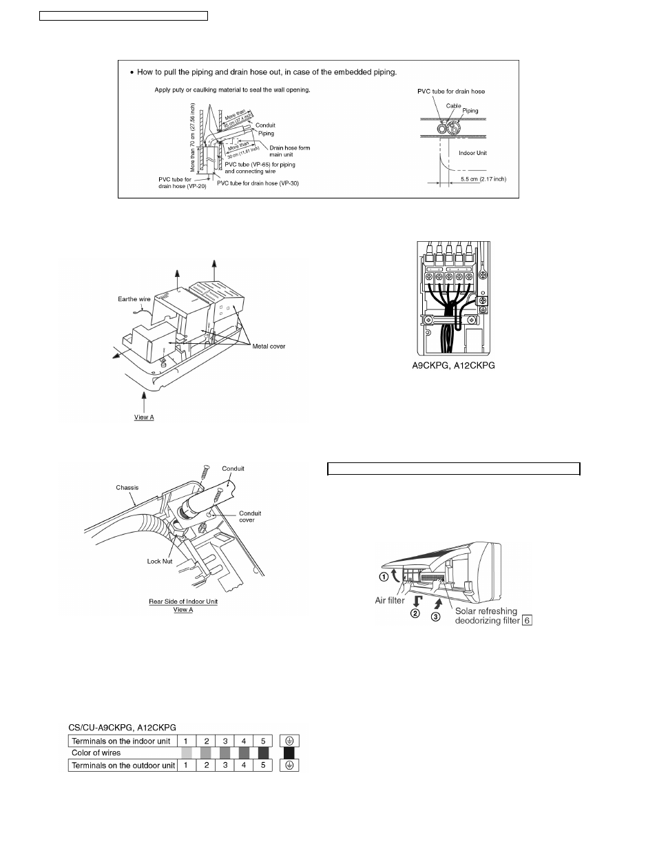 Indoor unit electrical wiring | Panasonic CS-A9CKPG User Manual | Page 50 / 82