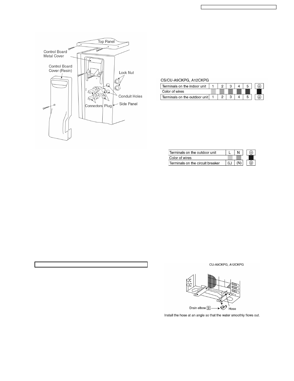 Pipe insulation, Outdoor unit electrical wiring | Panasonic CS-A9CKPG User Manual | Page 53 / 82