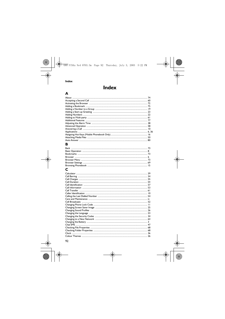 Index | Panasonic EB-G60 User Manual | Page 103 / 111