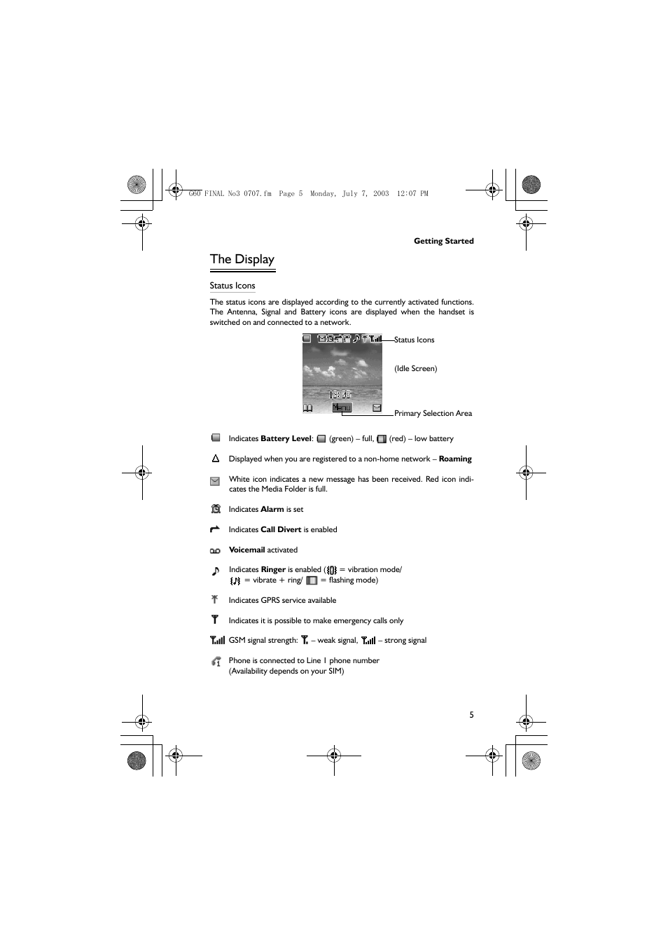 The display | Panasonic EB-G60 User Manual | Page 16 / 111