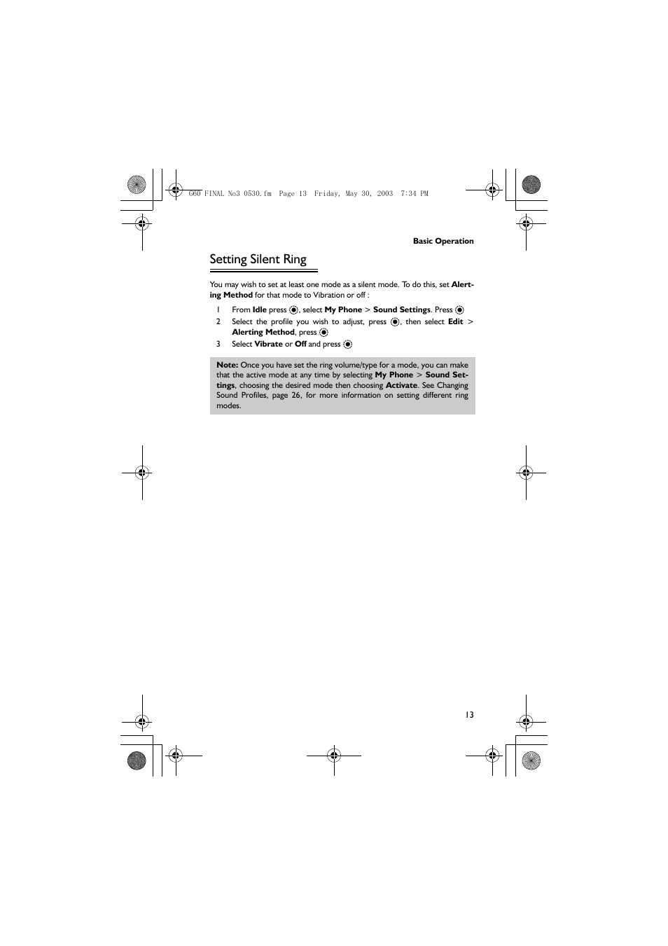 Setting silent ring | Panasonic EB-G60 User Manual | Page 24 / 111
