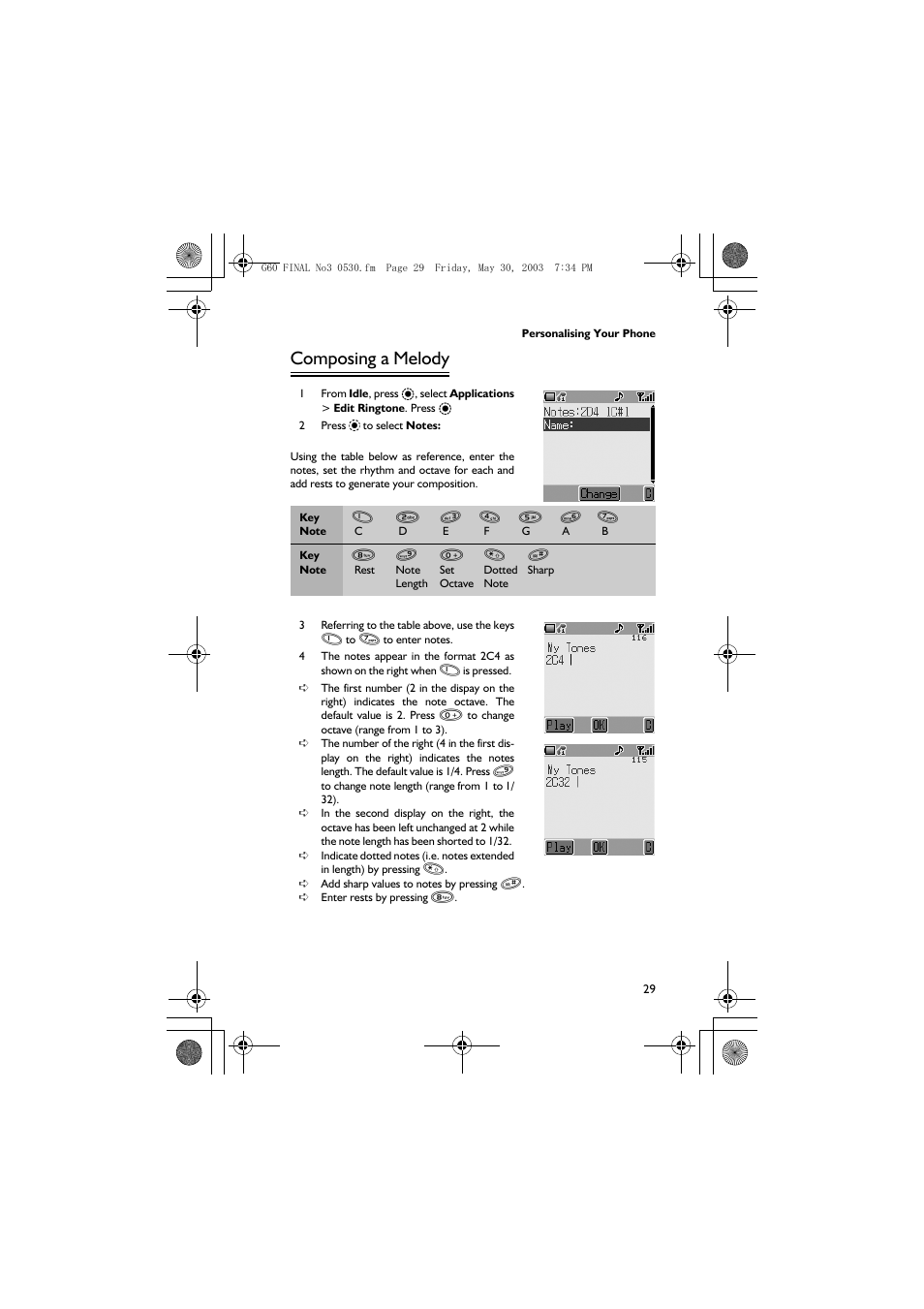 Composing a melody | Panasonic EB-G60 User Manual | Page 40 / 111
