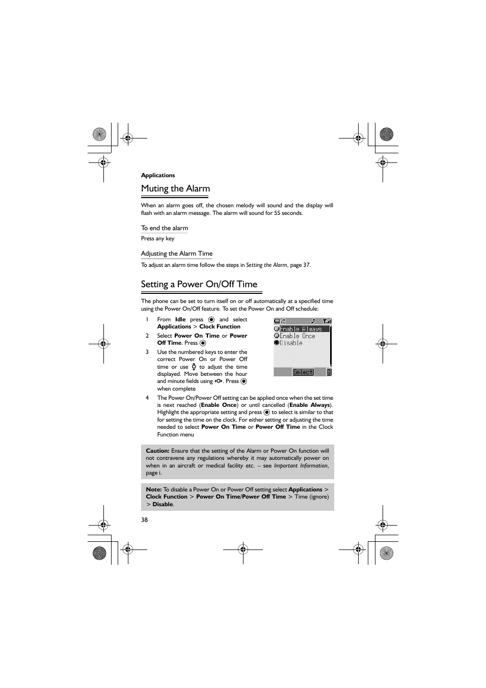 Muting the alarm, Setting a power on/off time | Panasonic EB-G60 User Manual | Page 49 / 111