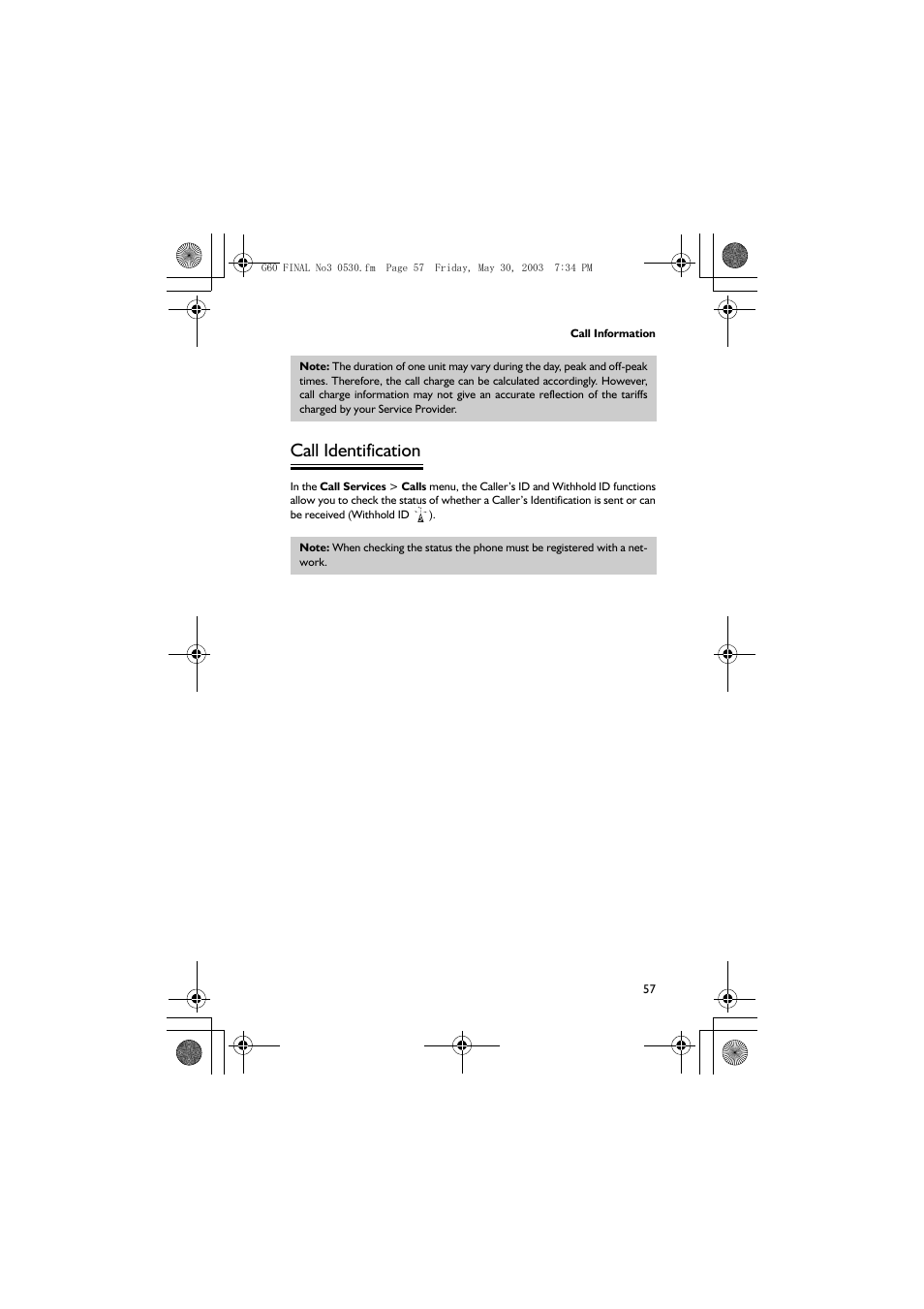 Call identification | Panasonic EB-G60 User Manual | Page 68 / 111