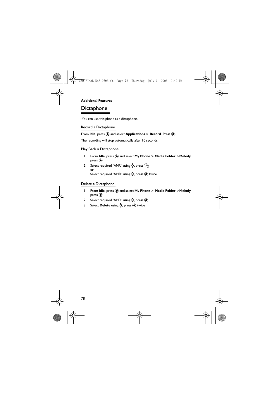 Dictaphone | Panasonic EB-G60 User Manual | Page 89 / 111
