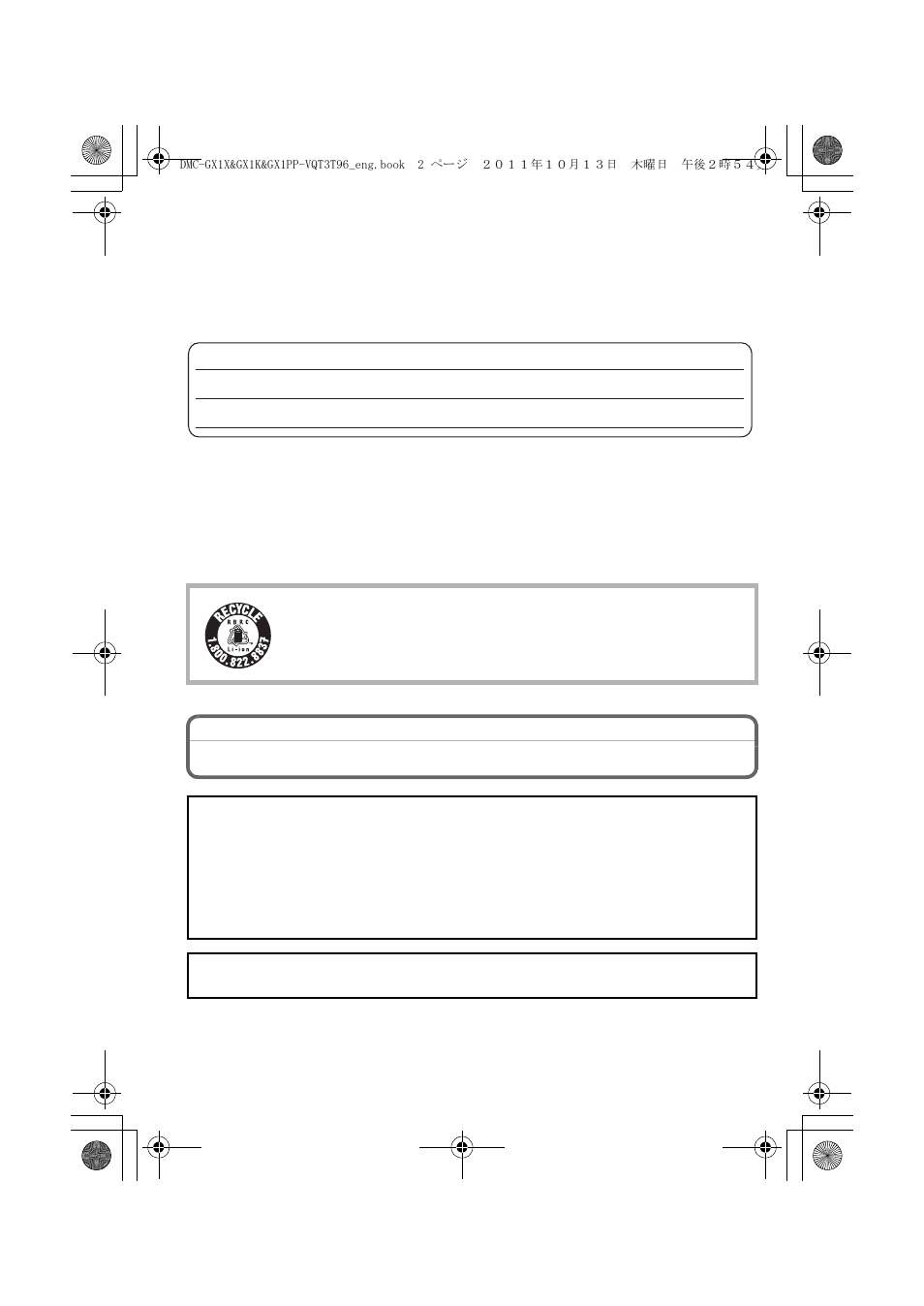 Information for your safety, Warning | Panasonic DMC-GX1X User Manual | Page 2 / 56