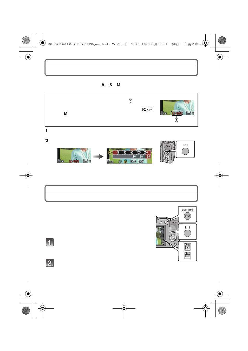 Easily set a suitable exposure (one push ae), Using the function button | Panasonic DMC-GX1X User Manual | Page 27 / 56