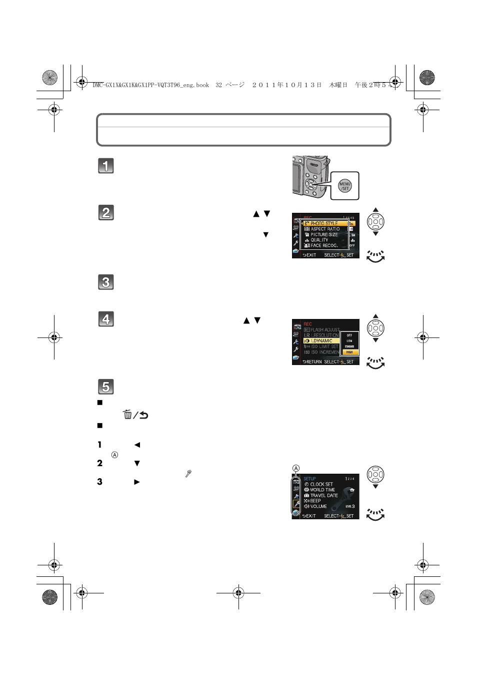 Setting the menu | Panasonic DMC-GX1X User Manual | Page 32 / 56