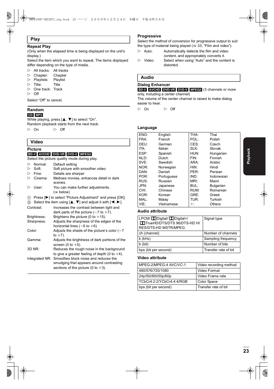 Panasonic DMP-B100 User Manual | Page 23 / 36